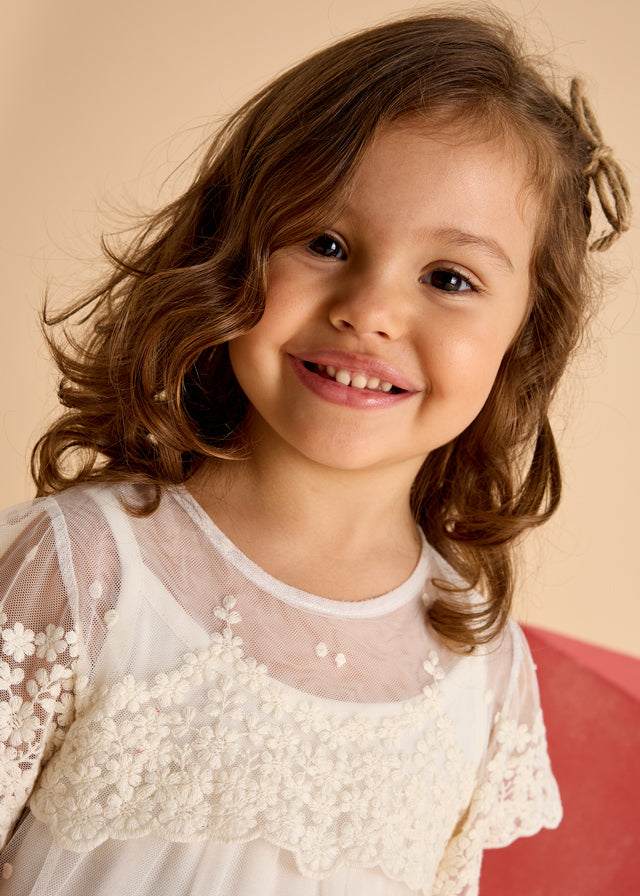 Girls Embroidered Tulle Dress