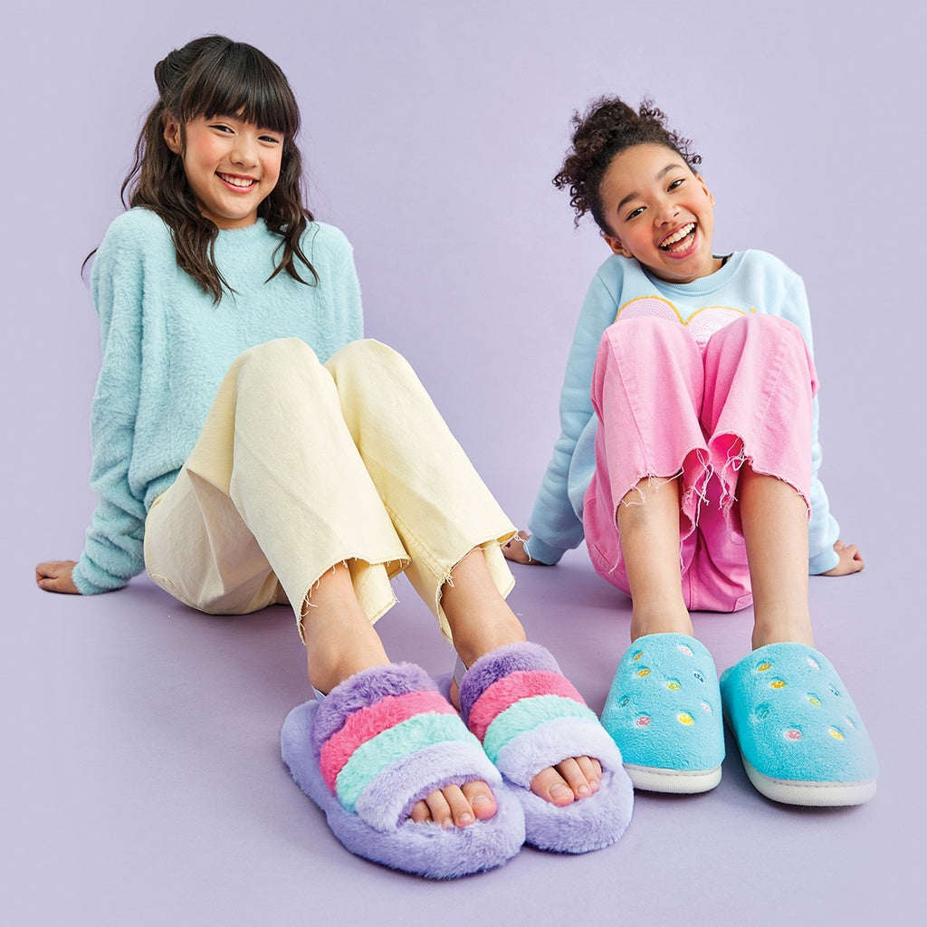 Purple Pink and Blue Furry Slipper – Hooray Children's Shoppe