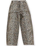 Leopard Printed Slight Barrel Pants w/ Drawstring