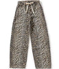 Leopard Printed Slight Barrel Pants w/ Drawstring