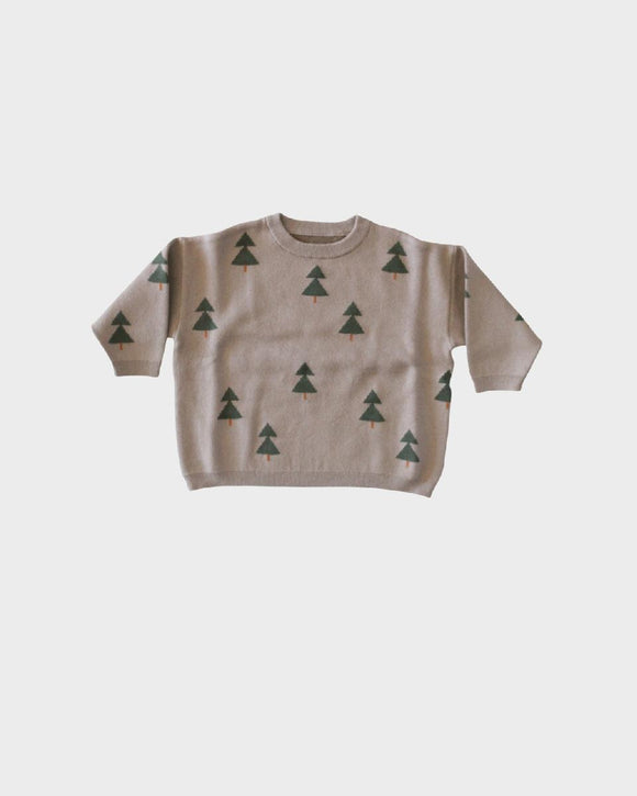 Jacquard Knit Sweater - Winter Trees