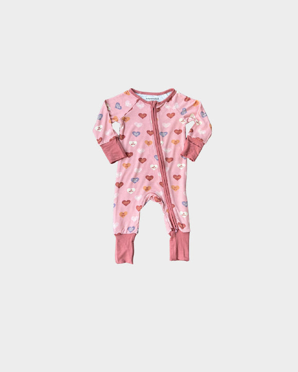 Girl's Footless Romper - Hearts