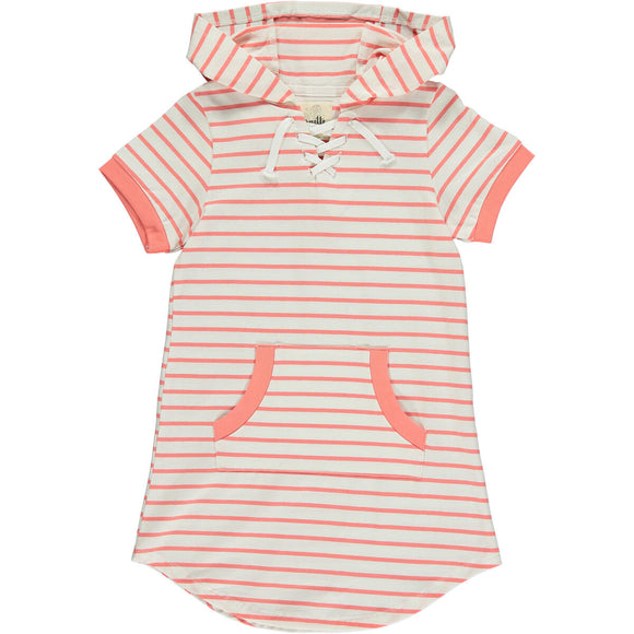 Tracey Dress - Coral/Ivory Stripe