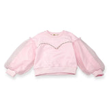 Mesh Sleeve Embellished Sweatshirt