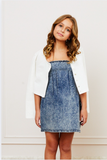 Tali Puff Heart Cardigan - Navy