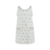 White Crystal Heart Denim Bow Dress