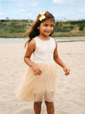 Rosie Floral Tutu Dress - Beige