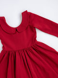 Collared Sleeve Twirl Dress - Solid Classic Red