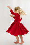 Collared Sleeve Twirl Dress - Solid Classic Red
