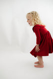 Collared Sleeve Twirl Dress - Solid Classic Red