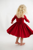 Collared Sleeve Twirl Dress - Solid Classic Red