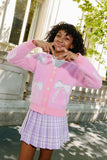 Fuzzy Bow Cardigan