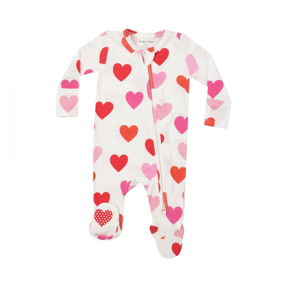 2-Way Zipper Footie - Big Hearts