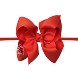 1/4" Nylon Pantyhose Headband w/ Signature Grosgrain Bow: 5.5" Huge - Various Colors