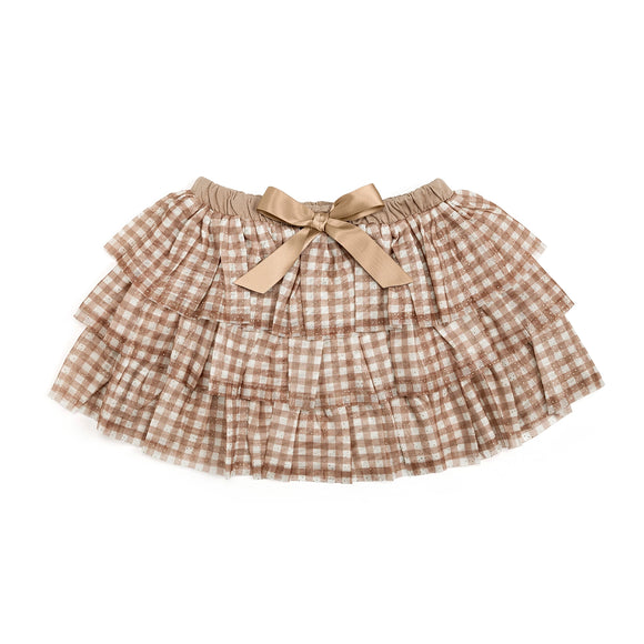 Gingham Printed Tulle Tiered Tutu