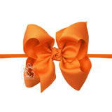1/4" NYLON PANTYHOSE HEADBAND W/SIGNATURE GROSGRAIN BOW: ORANGE / 5.5" Huge