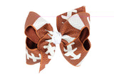 Layered Football Bows 5.5" Huge -Clip