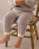 Chunky Knit Pant - Black Cherry Stripe