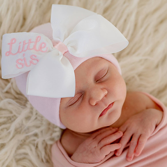 Little Sis Bow Hospital Hat - White Bow