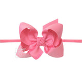 1/4" NYLON PANTYHOSE HEADBAND W/SIGNATURE GROSGRAIN BOW: MANDARINE ORANGE / 5.5" Huge