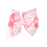 Peppermint Pastel Print Hair Bow on Alligator Clip: 5.5" Huge