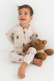 Teddy Gingham Zipper Romper