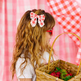 Red Gingham Bow Clip - Kids Hair Bows