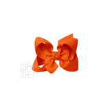 SIGNATURE GROSGRAIN BOW ON CLIP: 4.5" Large - 1.5" Ribbon on Alligator Clip / ORANGE