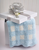 Blue Gingham Scallop Chenille Blanket