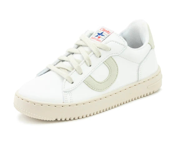 Cienta White/Beige Leather Sneaker