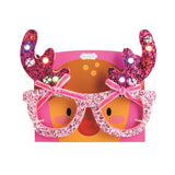 Pink Reindeer Christmas Light-Up Glasses