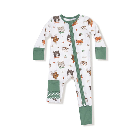Woodland Animal Faces - 2 Way Zipper Romper