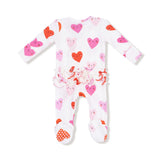 Happy Hearts - 2 Way Ruffle Zipper Footie