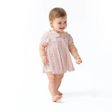 Marnie Rosebud Stripe - Long Sleeve Petal Collar Dress And Bloomer