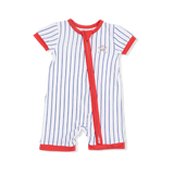 Baseball Stripe - Shortie 2 Way Zipper Romper