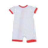 Baseball Stripe - Shortie 2 Way Zipper Romper