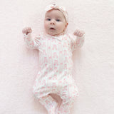Ballet Shoes Ribbon Stripe - Kimono Ruffle Snap Footie