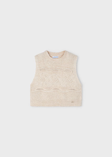 Girls Knitted Vest - Sand