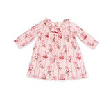 Bows & Santa - Long Sleeve Gown with Ruffle Collar
