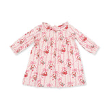 Bows & Santa - Long Sleeve Gown with Ruffle Collar