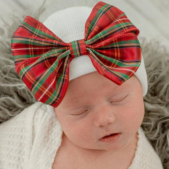 Plaid Christmas Bow Hat