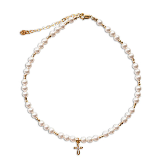 First Communion Cross Necklace - 14K Gold Plated