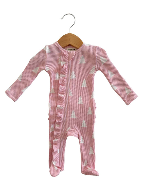 Organic Waffle Pajama - Pink Christmas Trees