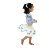 Romi Floral Blue Bows Tutu Skirt - Baby