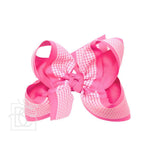 Layered Gingham/Grosgrain Bow on Clip: 5.5" Huge - 2.25" & 1.5" Ribbons on Alligator Clip - Various Colors
