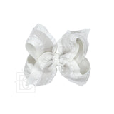 Double Ruffle/ Grosgrain Layered Hair Bow: Oatmeal / 5.5" Huge