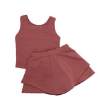 Skort Set - Solid Brown