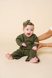 Sweater Bow - Olive Chunky Knit, Small on Nylon