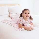 Print Short Sleeve Pajama Set -  Shrinking Violet Pressed Flowers