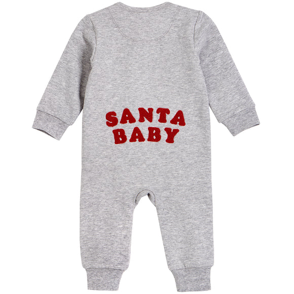 Santa Baby on Heather Grey Fleece Playsuit